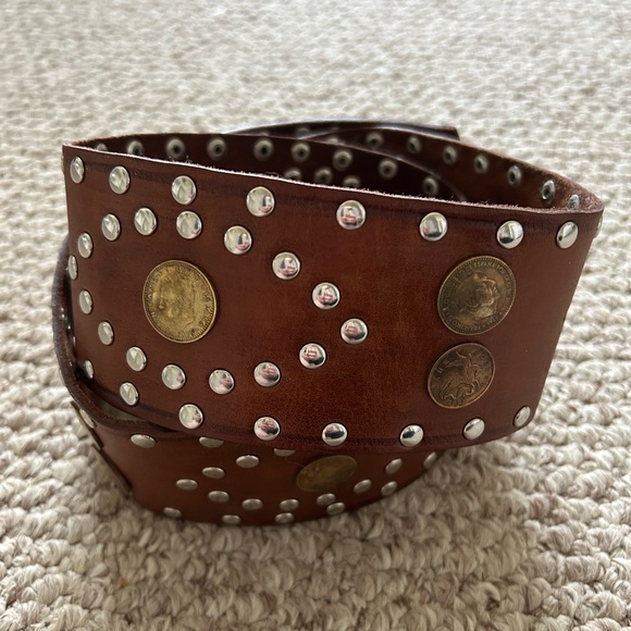 Free People Vega Coin Belt Leather Brown size S/M main image 12